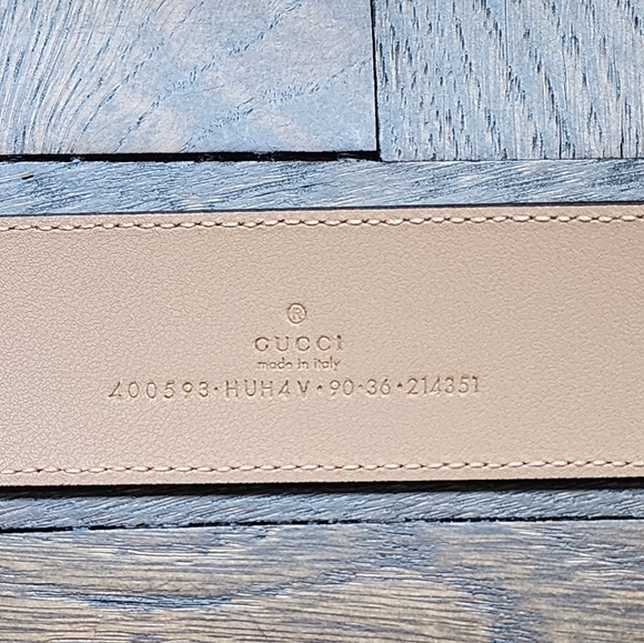 $599 Brand New Gucci GG Marmont Supreme Belt Canvas Nude 90/36 Enamel Buckle main image 5